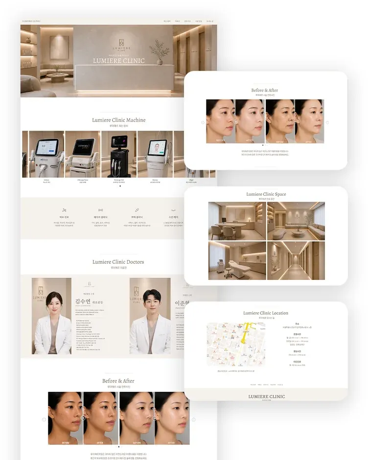 피부과 공식 웹사이트 웹사이트 화면